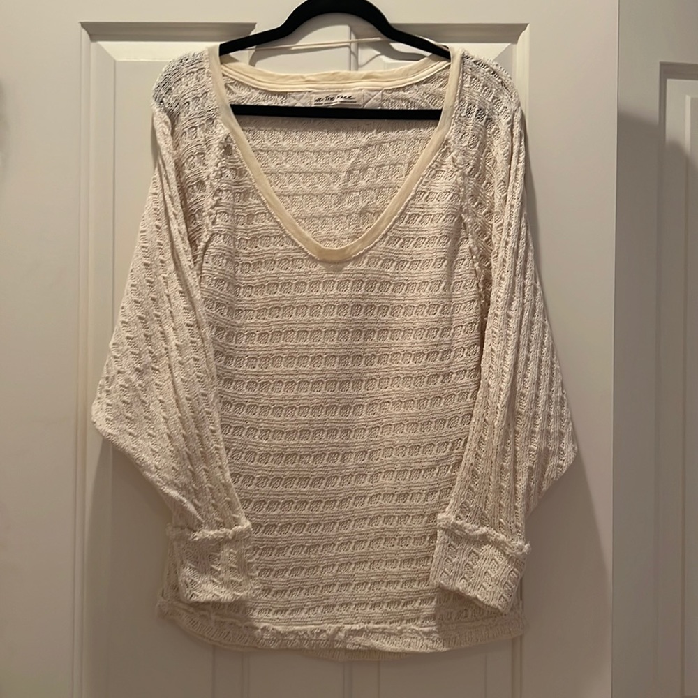 Free people, 100% cotton, cream sweater. Pristine condition.